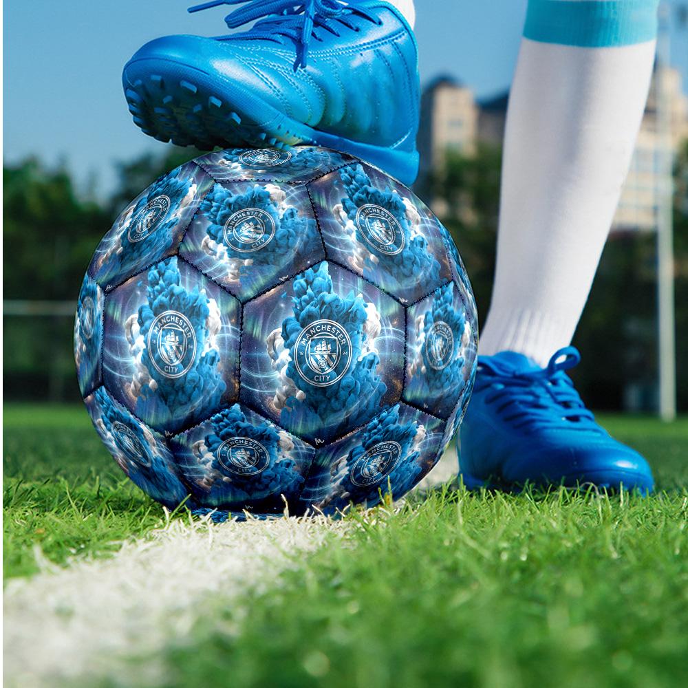 Balón de fútbol temática Manchester City Tamaño 5 Balón de fútbol Tacto Suave Balón de Fútbol Profesional para Entrenamiento Deportivo al Aire Libre