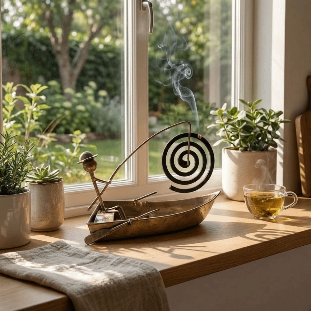 Vintage Style Sailboat Coil Holder Coil Tray Stable Base Metal Coil Stand Rustic Iron Sailing Flowerpot Living Room