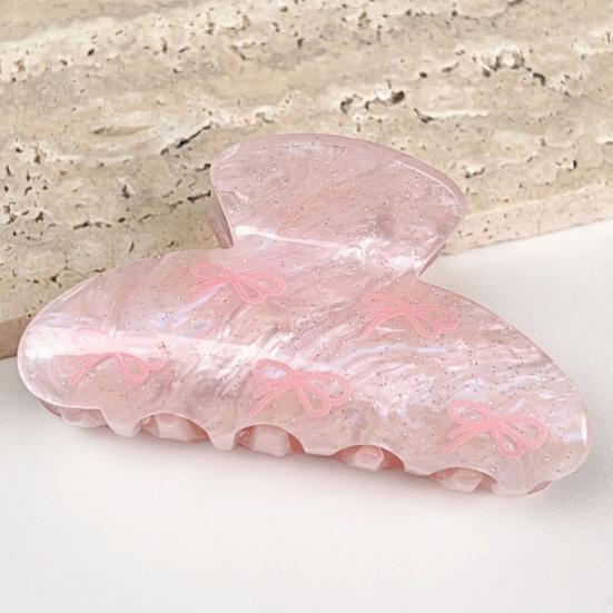 Hair Claw for Women Bow Print Hair Clip Pearlescent Texture Shark Hair Claw