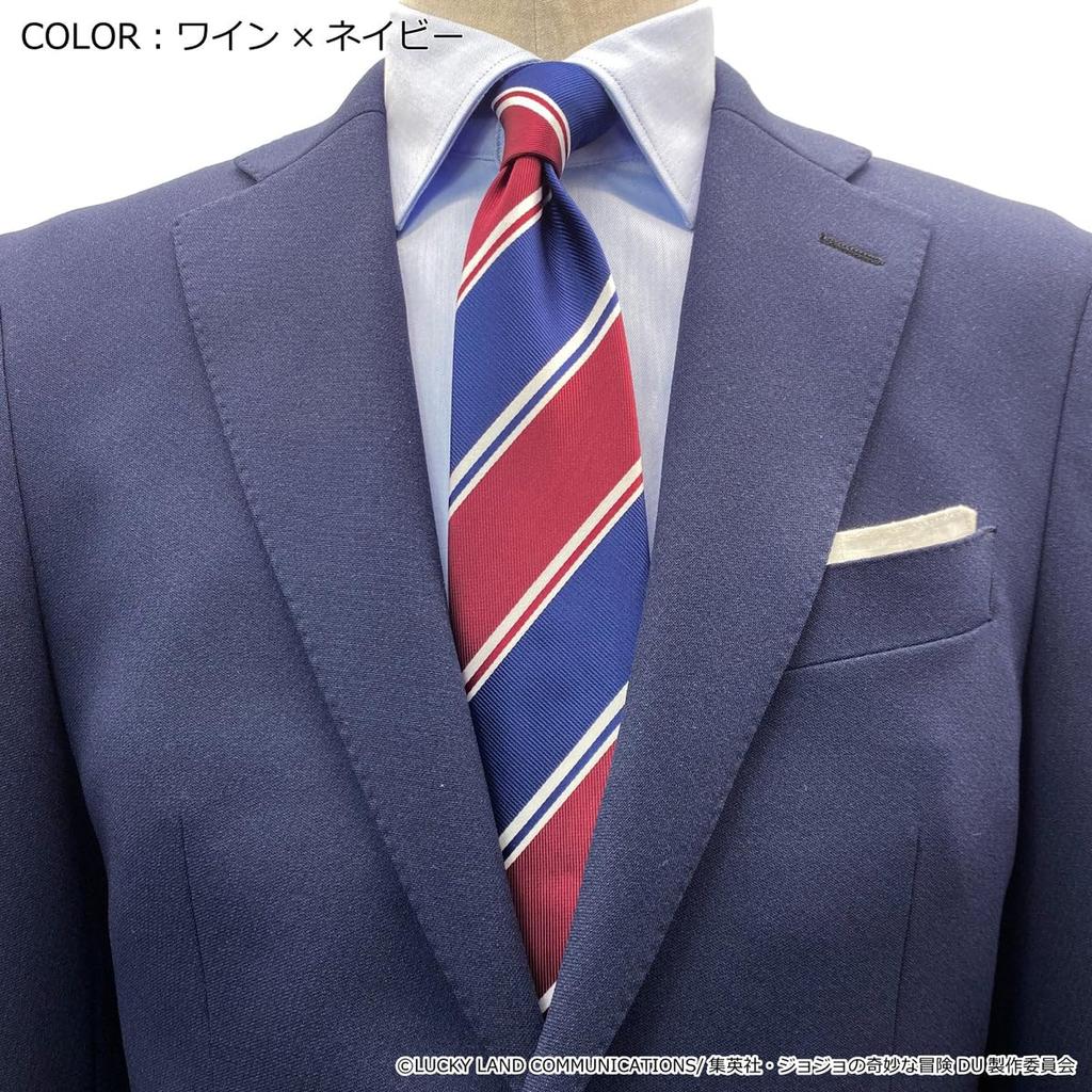 FLORENCEPEC JoJo's Bizarre Adventure Part 4 Diamond Is Unbreakable Necktie, Jotaro Kujo Design, JJN000006-008, Wine Navy, Standard Size