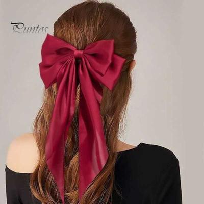 Forcina Grande a Doppio Fiocco Tinta Unita Raso Liscio Ragazza Molletta per Capelli Primavera Autunno Inverno Accessori per Capelli