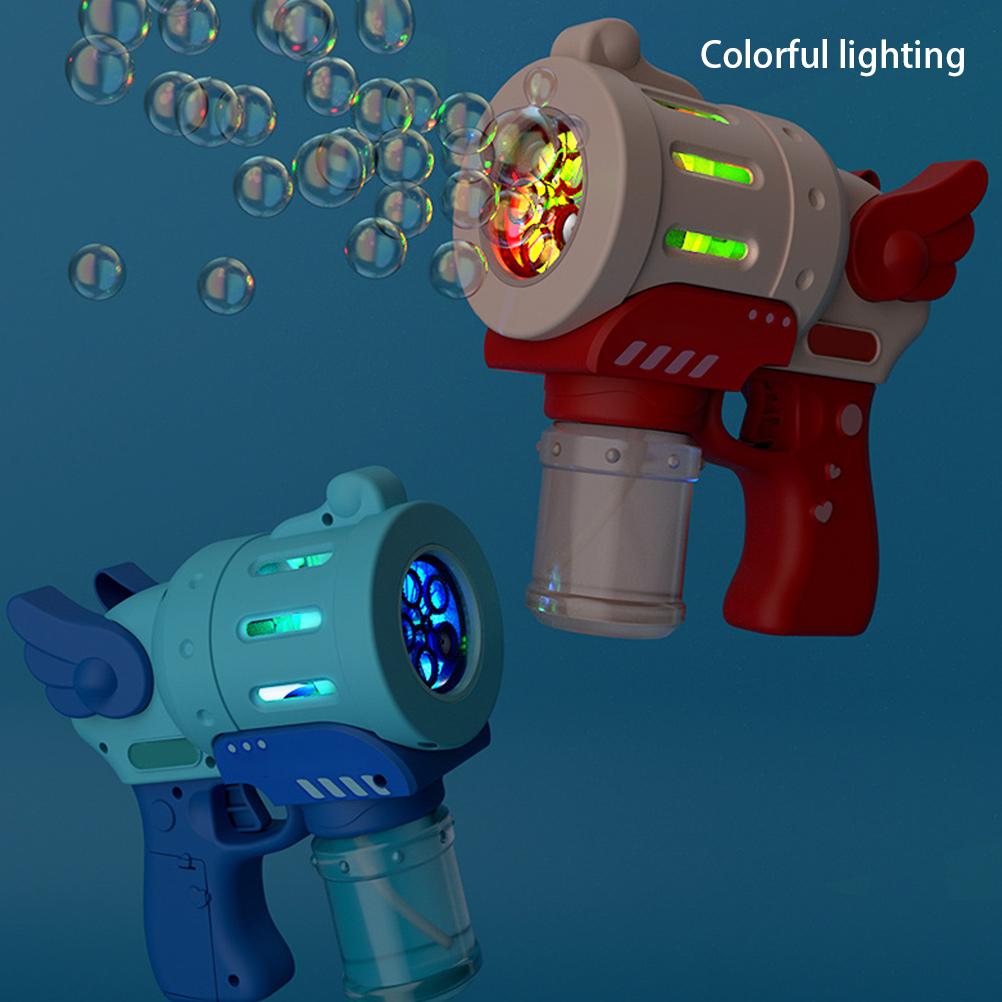 Funny Bubble Blower Machine Electric Automatic Bubble Maker with Colorful Light Kids Outdoor Toys