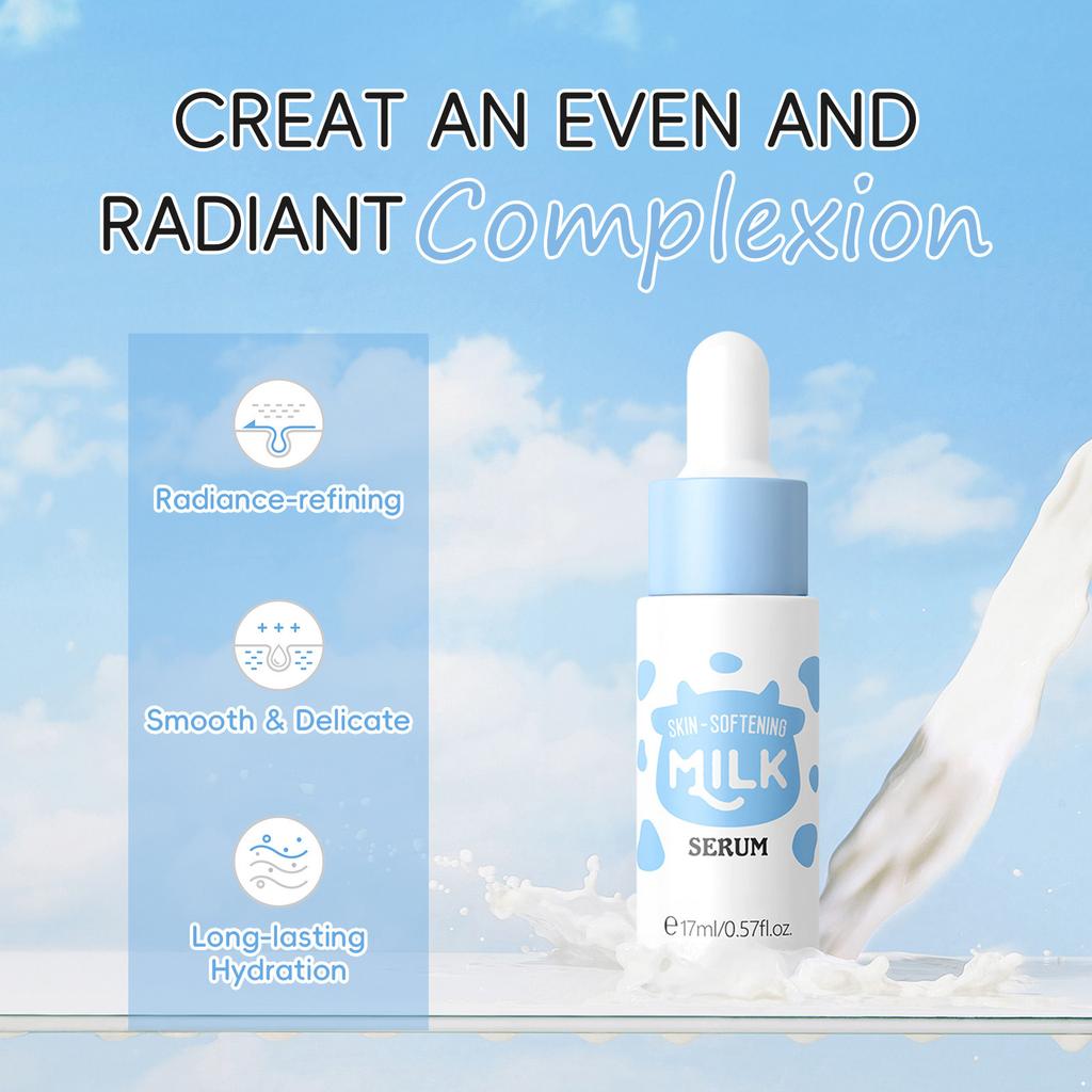 1 Stück 17 ml Feuchtigkeitsspendendes Gesichtsserum für Frauen und Mädchen Natürliche Nährende Milch-Essenz Leichte Feuchtigkeitsformel Hauterweichende Lösung für die tägliche