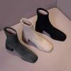 Thick Heel Square Head Short Boots Autumn and Winter New Medium Heel High Heel Fashion Boots Suede Temperament Thin Boots