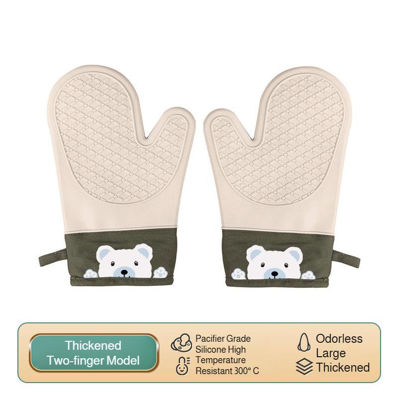 Silicone Heat Insulation Gloves Thickened, Non-slip, High Temperature Oven Gloves Baking and Scalding Kitchen Hand Clamps