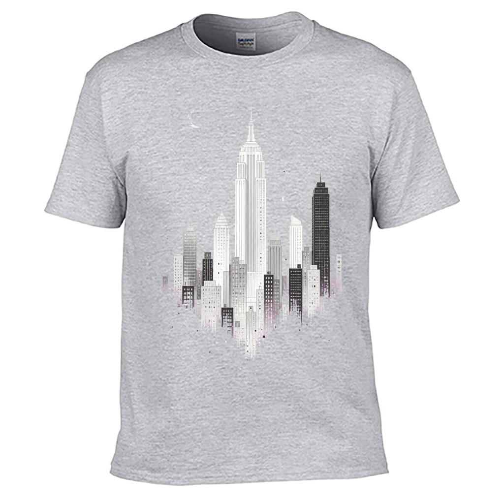 Minimalist Monochrome City Skyline I Street Distressed Washed Loose Simple Tee