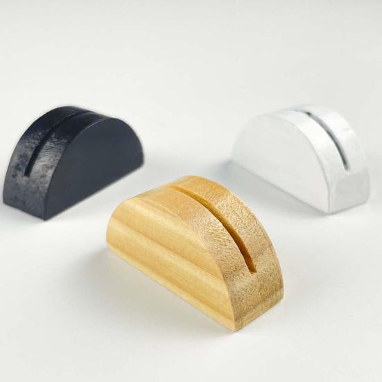 10Pcs Semicircular Wooden Business Card Holder Reusable Wedding Banquet Restaurant Table Number Place Card Holder Stand