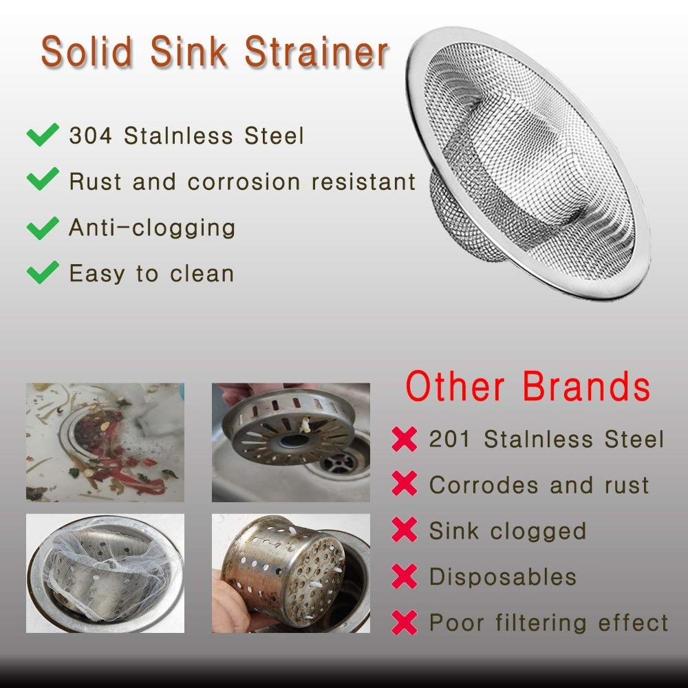 304 Stainless Steel Mesh Strainer 1.97"-4.41" Kitchen Drain Basket  Bathroom Sink