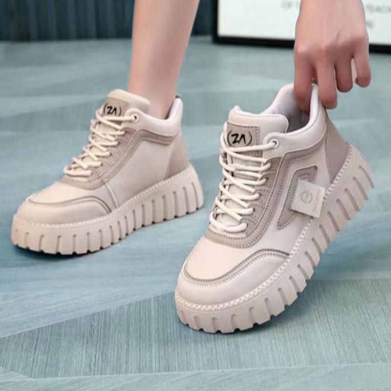 Women's shoes autumn and winter retro fashion Korean version of simple board shoes high top thick sole light and comfortable casual shoes