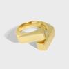 925 Sterling Silver Geometic Rectangle Hug Gold Personality Adjustable Ring Fine Jewelry For Women Party Elegant Accessories