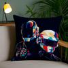 Band D-Daft Punk Cushion Cover Soft Short Plush Double-Sided Printing Home Decor Machine Washable Pillow Case Gift