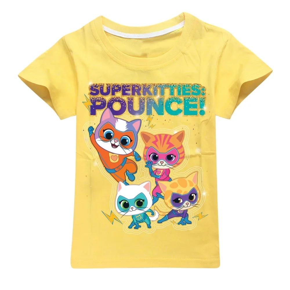 Anime SuperKitties 100 Pure Soft Cotton S Men Women Tee Adults Children Boy Gril Top O Neck Kids Parent Child Cotton Tshirt