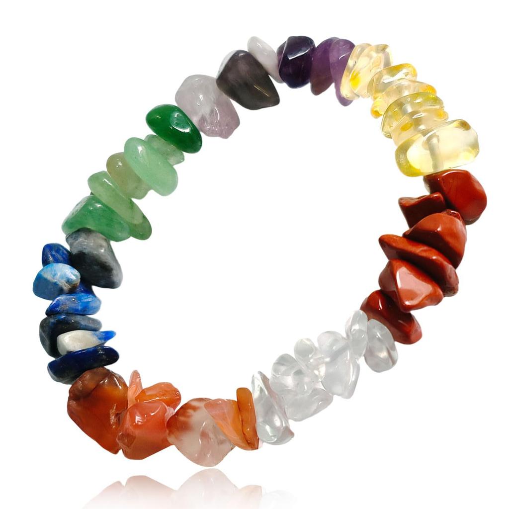 Natural stone gravel bracelet, natural crystal chalcedony beaded elastic rope bracelet, incentive gift, fluorite gravel bracelet.