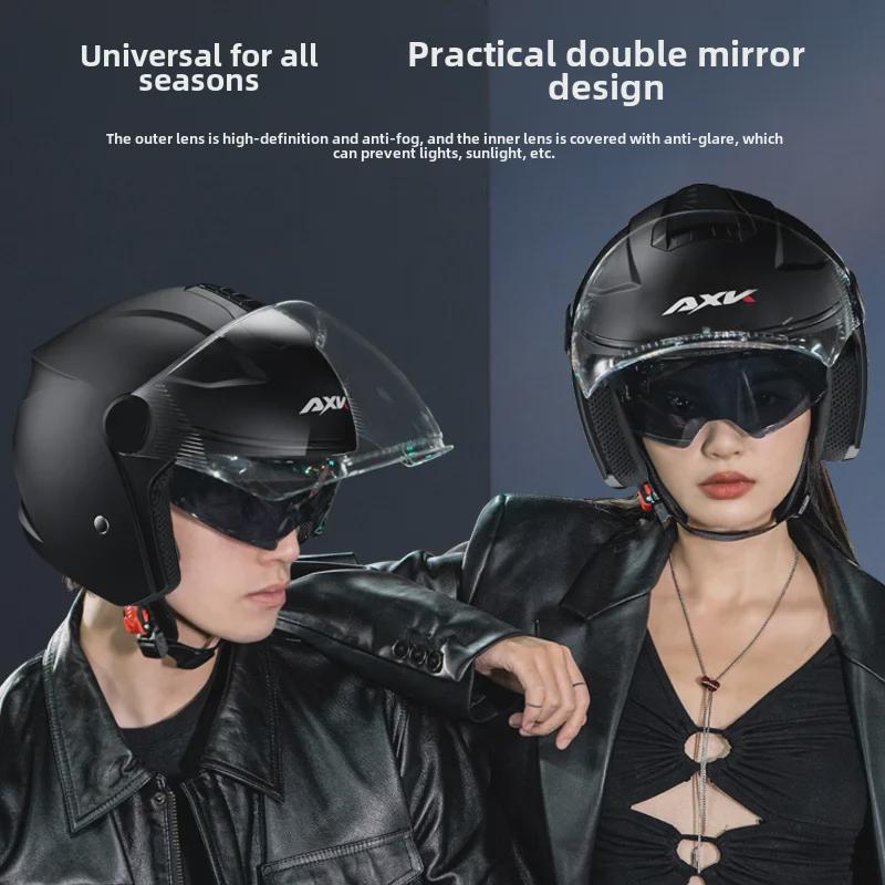 3C Certified Motorcycle Helmet for All Seasons – Men's and Women's Safety Half Helmet for Winter Warmth