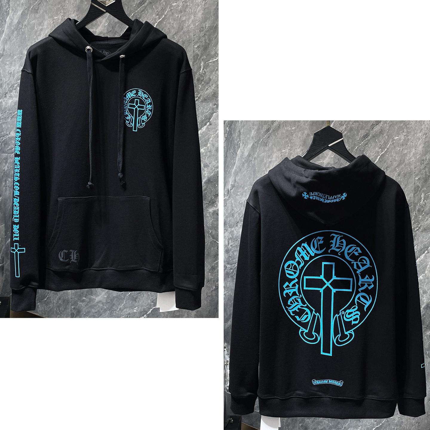 

8633 CHROME HEARTS New Spring and Autumn Plus-size Thin Style Classic Style Logo Hooded Sweatshirt for Couples XL чорний