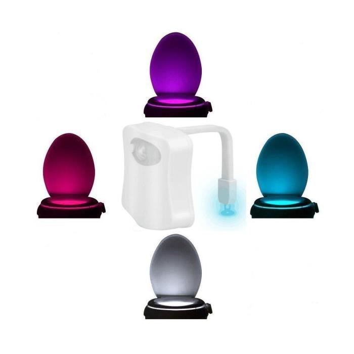 Leeko Lampe de Toilette WC LED Veilleuse,8 Changement de Couleurs adapte tous Cuvette Siège,Bas en ABS angle de flexion 270 Degré.