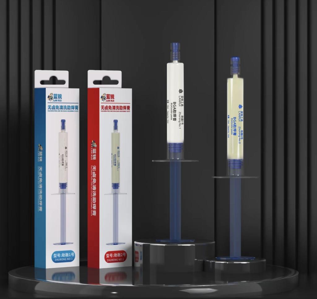 Lan Rui Zhurong No. 1 Electronic Welding Flux: No-clean, Halogen-free, Low-odor, Low-smoke, Syringe-type.