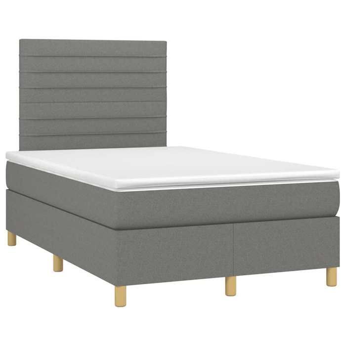 Exclusive House - Dark Gray LED Mattress Slatted Bed Base 120x190 Cm Fabric