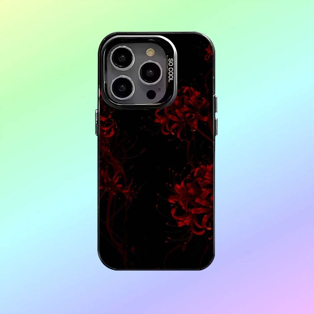 Rote Spinnenlilie Blume Handyhülle   Für iPhone17,16,15,14,13,12,11 Plus,Pro Max Schwarz Candy Matt Stoßfeste Hülle