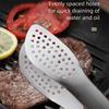 Stainless Steel Food Tongs Long Handle Heat Resistant Outdoor BBQ Clamps Adjustable Hollow-Out Design Kitchen Cooking Clip