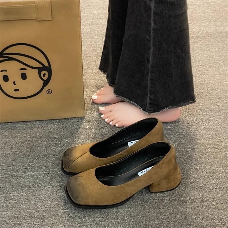 Temperament late evening wind shallow mouth single shoes women's 2025 new French thick heel Mary Jane high heels versatile commuter women's shoes