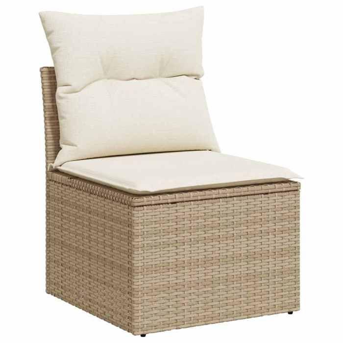 VidaXL Salon de jardin avec coussins 10 pcs beige résine tressée, ensemble de canapés d'extérieur, salon de jardin, ensemble 3327082