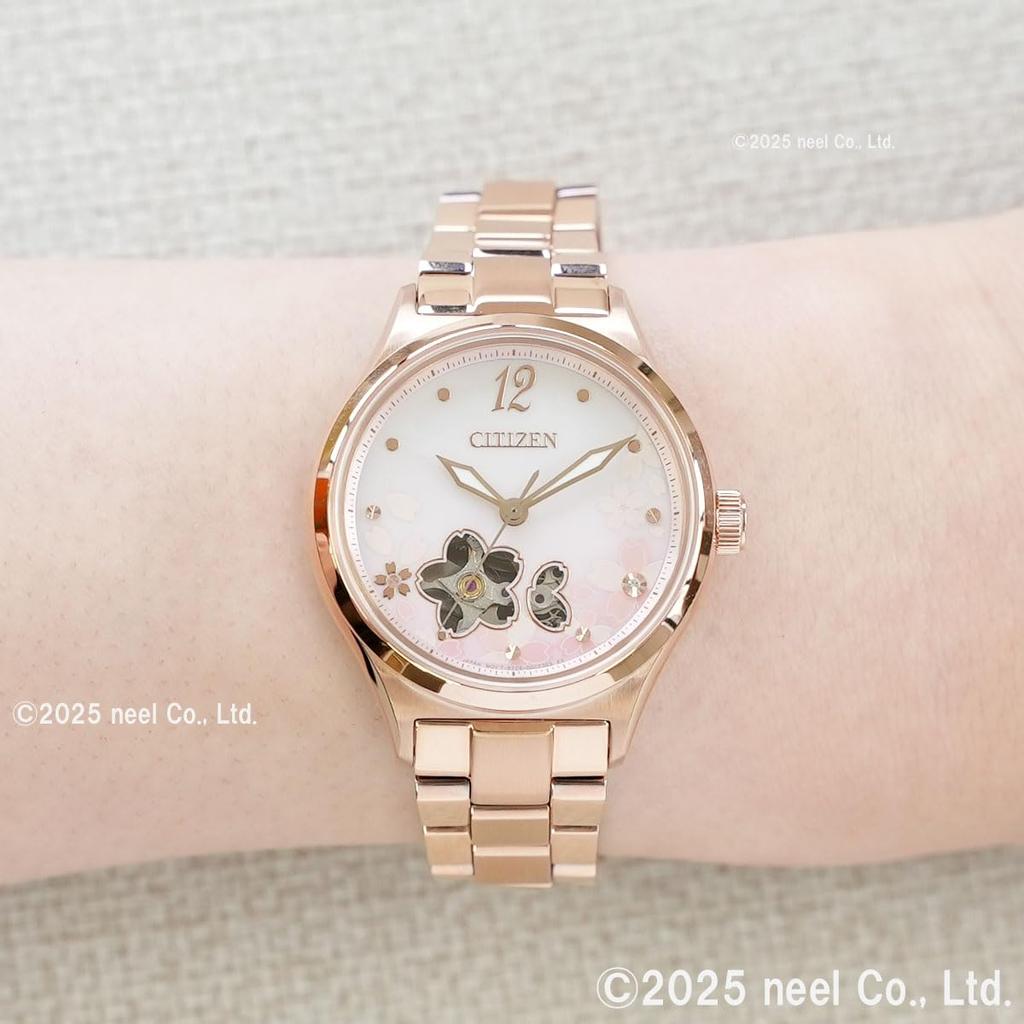 Citizen Limited Edition Mechanical Watch with Open Heart Cherry Blossom Pink PC1017-88Y Women's Design, Waterproof,