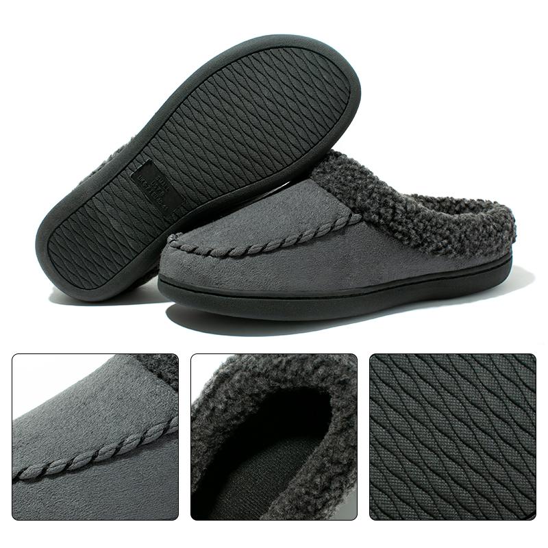 Fashion Men Winter Warm Slippers Fur Slippers Men Plush Slipper Cotton Shoes Non-slip Solid Color Home Indoor Casual Slippers Size 49 50