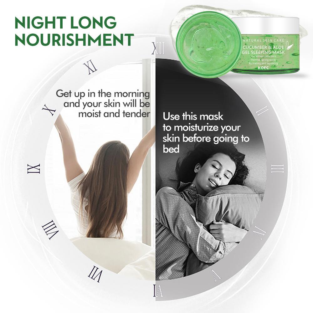 KOEC Cucumber Aloe Vera Hydrating Sleep Mask Refreshing Gel Mask Moisturizing Soothing 100ml