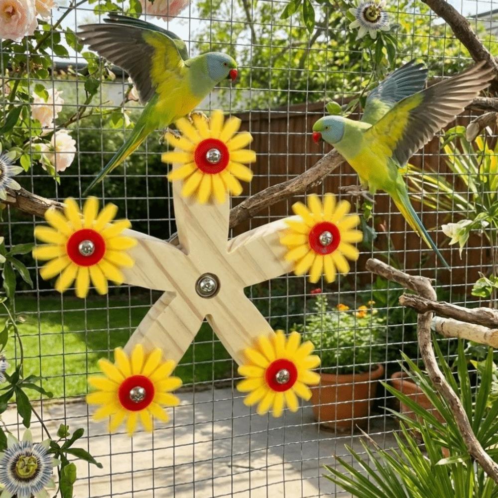 Bite-Resistant Wooden Parrots Ferris Wheel With Bearings Bird Swing Toy  Bird Cage Accessories