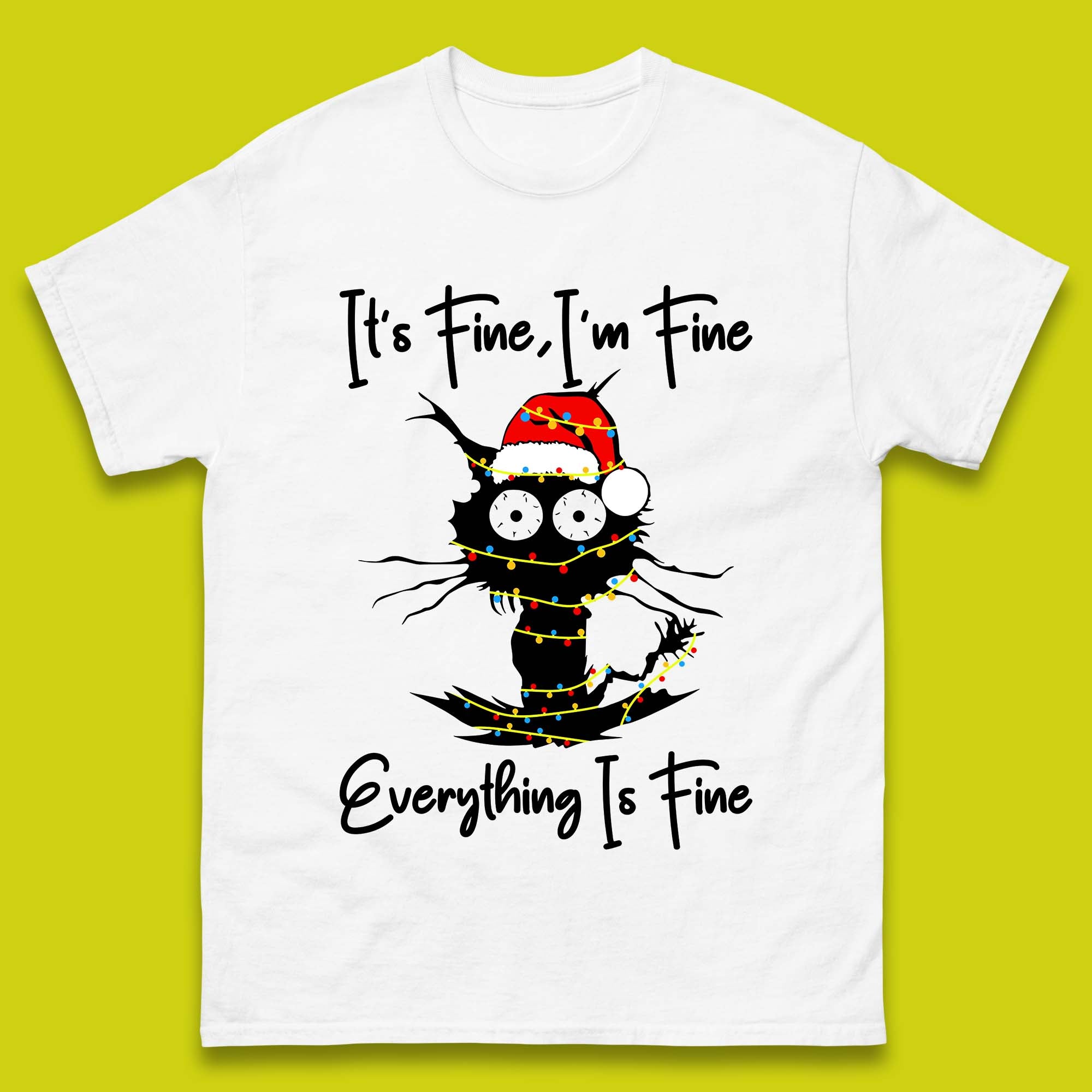 Christmas Electrocuted Cat Mens T Shirt Womens Tops Tees M