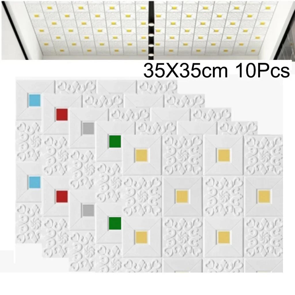 3D Wall Sticker Home Sound Insulated Waterproof 10 Pcs/Set 35*35cm Moist-proof PE Foam Self-adhesive High Quality
