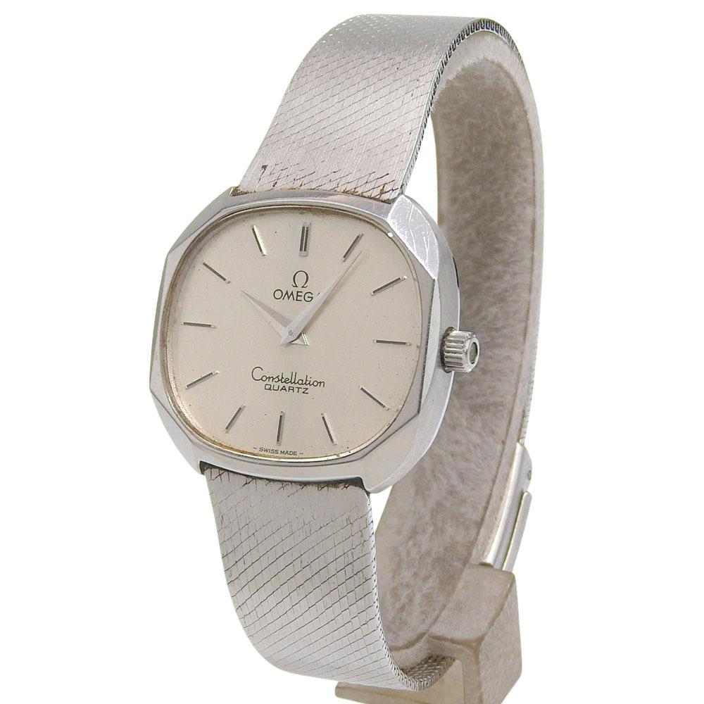 Omega Constellation Watches Vintage SilverDial Stainless Steel Quartz Analog Display Unisex Used