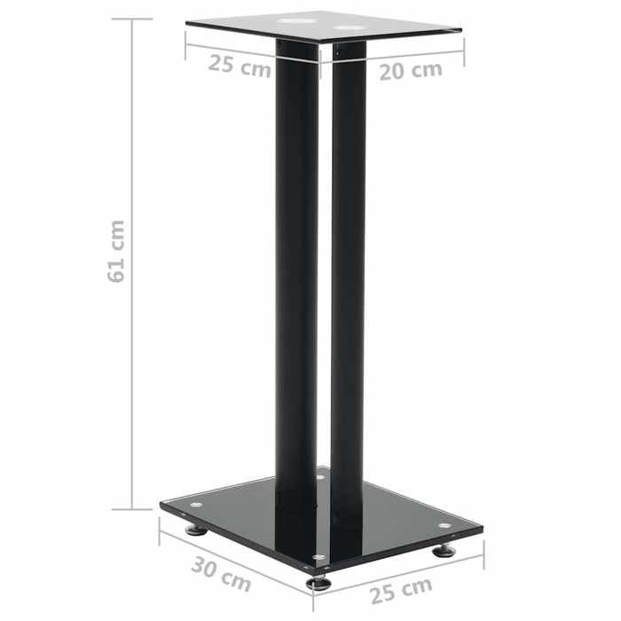 VidaXL Support haut-parleur 2pc Verre trempé Design 2 colonnes Noir