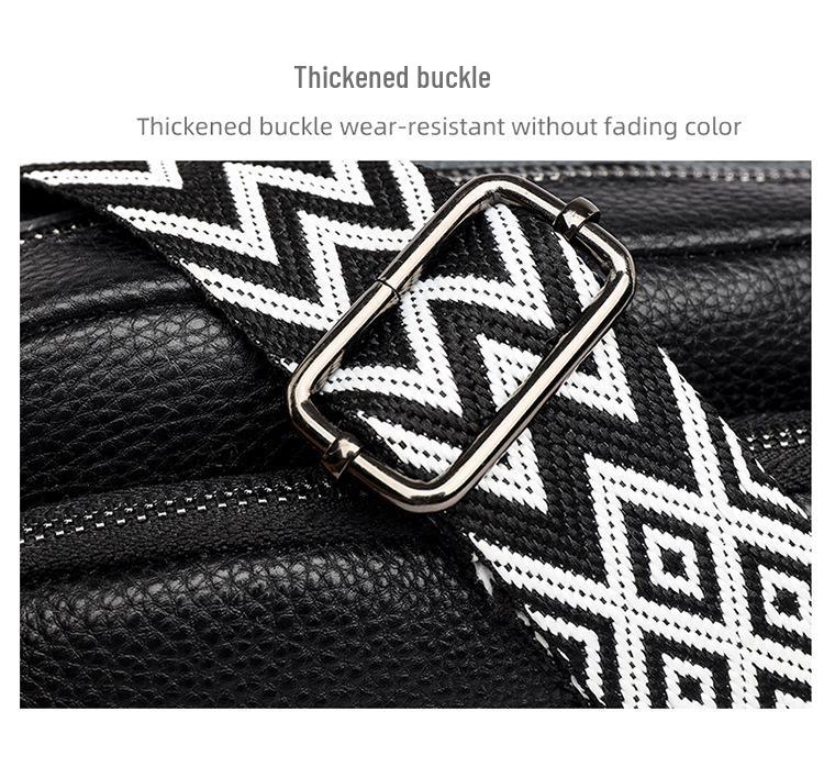 Genuine Leather Multi-Layer Crossbody Bag: Simple Solid Color Lychee Pattern, Versatile Single Shoulder Design for Women