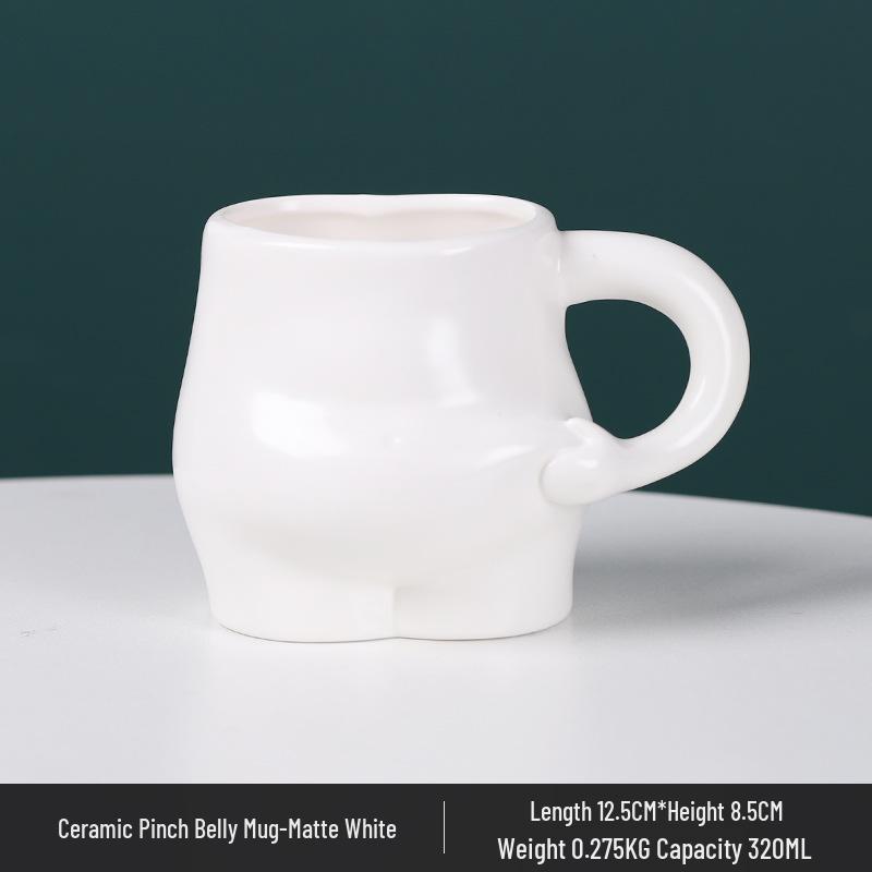 

Cute Novelty Ceramic Mug - Pinch Belly Design for Coffee & Milk 301-400ml