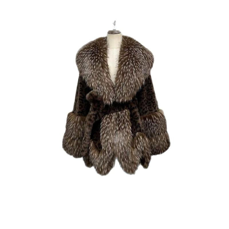 Womens Faux Fur Coat Mid-Length Turn-Down Collar Streetwear 2026 Winter