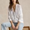 Polo Ralph Lauren Solid Color V-Neck Single-Breasted Loose Long Sleeve Knit Sweater Women Tops White WMPOSWENDW20266-100