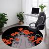 1pc Ghost Flowers Office Round Area Rug, Mat Suitable For Office, Under Office Chairs Bedroom Living Room Home Decor, Room Deco