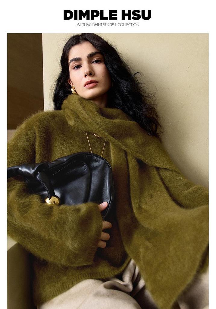 Autumn/Winter 2026 Slimming Faux Fur Cashmere Wool Mulberry Silk Pullover Sweater