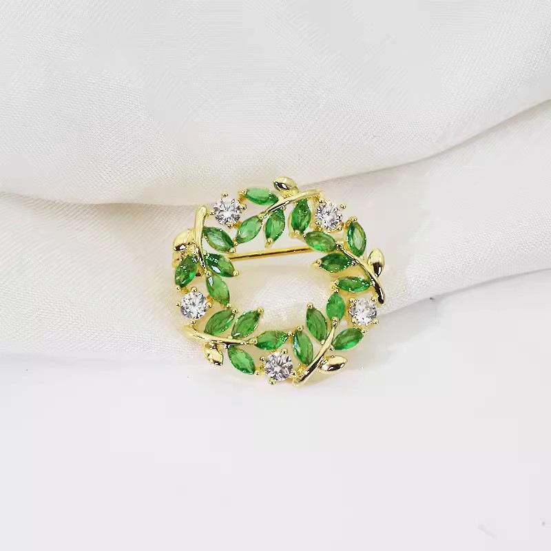 

Зеленый лист кольцо брошь женский изысканный маленький корсаж фиксированная булавка для одежды летняя анти-свет пряжка рубашка вырез аксессуары
