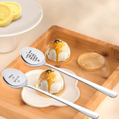 Langer Löffel, Bestecklöffel, gravierter Teelöffel für Schokoladencreme