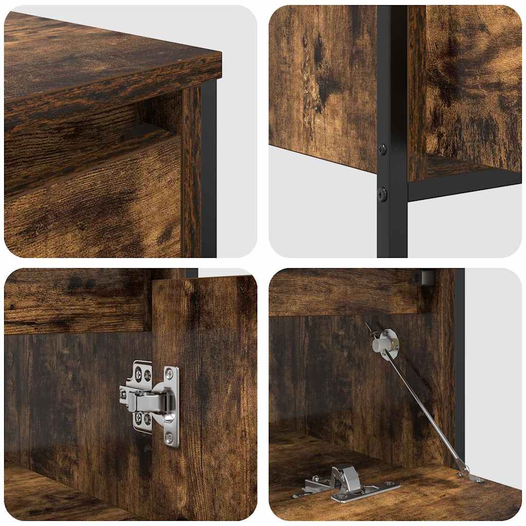 Bathroom Furniture Set 3 pcs Smoked Oak Wood Based Material