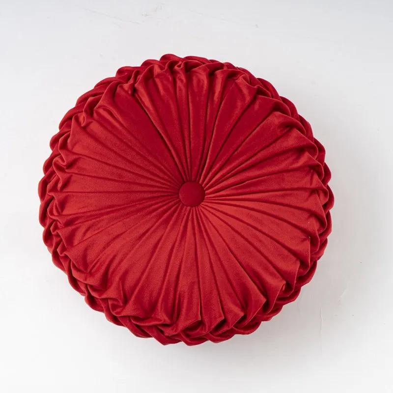 Light Luxury Solid Color Dutch Plush Pumpkin Sofa Pillow Handsewn Wheel Shape Chair Waist Pillow Cushion