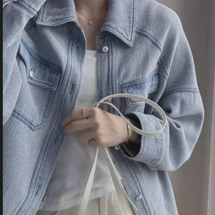 Women's European Bat Sleeve Denim Jacket - Versatile Long-Sleeve Design for Spring & Autumn 2025.