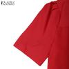 ZANZEA Women Summer V-Neck Casual Short Sleeve Dress