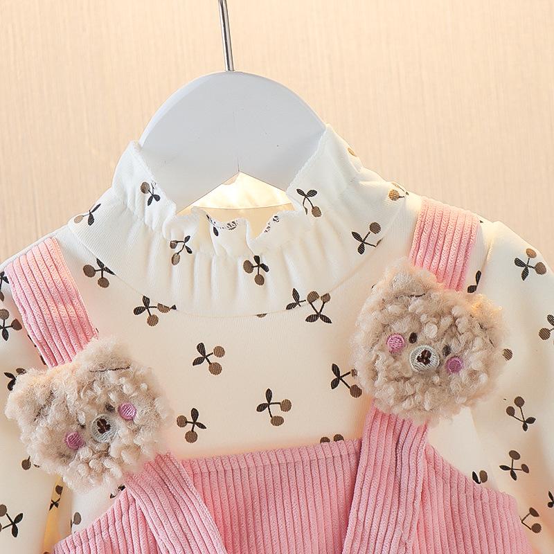 Vestido de primavera y otoño para niñas 2024 Otoño Nuevo vestido de princesa de dos piezas falso coreano para bebé femenino