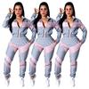 D9116 European and American Women's Clothing, Solid Color Two-color Spliced Long-sleeved Trench Coat Set [pants Without Pockets]