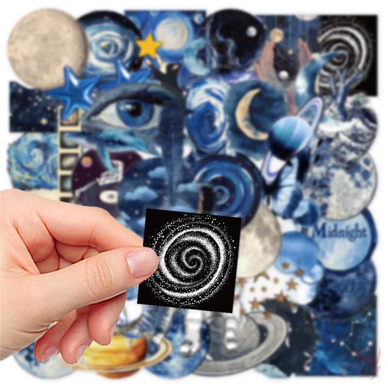 50Pcs/Set Laser Blue Outer Space Series 01 Stickers DIY Fashion Waterproof Doodle Decals Stickers