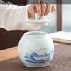 Borcan de ceai din ceramică de capacitate mare Oolong Tieguanyin Rezervor de depozitare sigilat Cutii de ceai de călătorie Canistra cu pulbere de fructe uscate de cafea